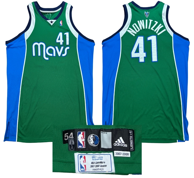 Dirk Nowitzki 2007-08 Dallas Mavericks Game Worn Road Alternate Jersey - Meigray Tagging