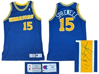 Latrell Sprewell 1993-94 Golden State Warriors Game Worn & Signed Road Jersey