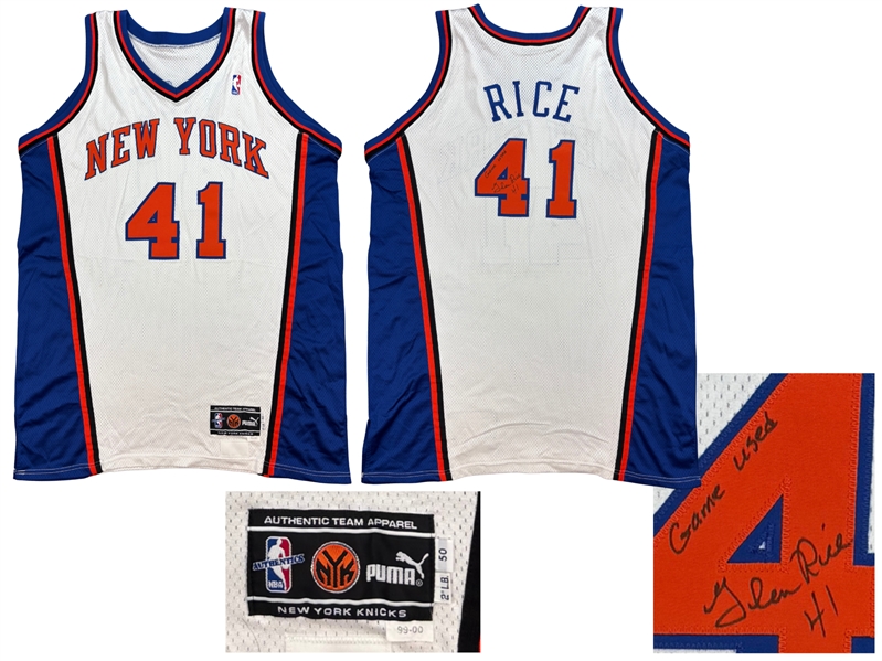Glen Rice 2000-01 New York Knicks Game Worn & Signed Home Jersey - Visible Wear, Player Direct Provenance, PM&G, JSA LOA