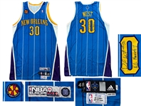 David West 2008-09 New Orleans Hornets Game Worn & Signed 08 NBA Live Europe Tour - Visible Wear, Meigray Tagging