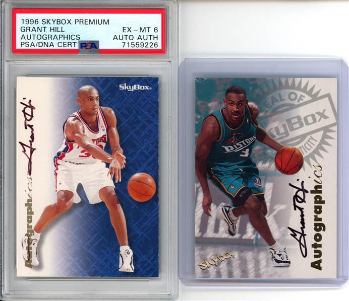 1996 & 1997 Grant Hill Skybox Autographics Cards - PSA 6/Auth Auto & Raw