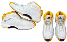 Kobe Bryant 2002 NBA Western Conference Semifinals Game Worn & Dual Autographed Adidas Crazy 1 Sneakers (RGU Match LOA)