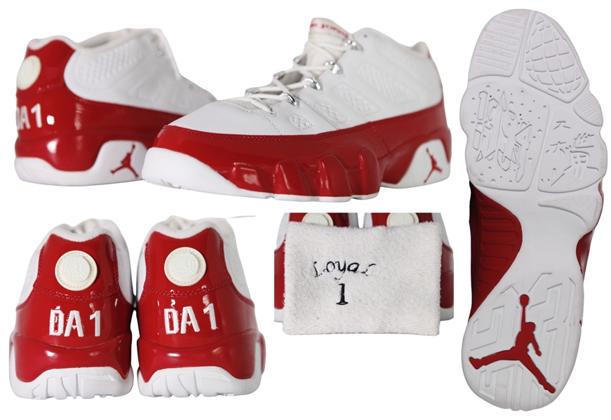 Derek Anderson Air Jordan IX Low White/Red Rare Player Issued Sneakers - NEW