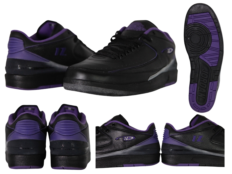 Mike Bibby Air Jordan II Low Black/Purple Player Issued Sneakers Size 12 (Sacramento Kings)